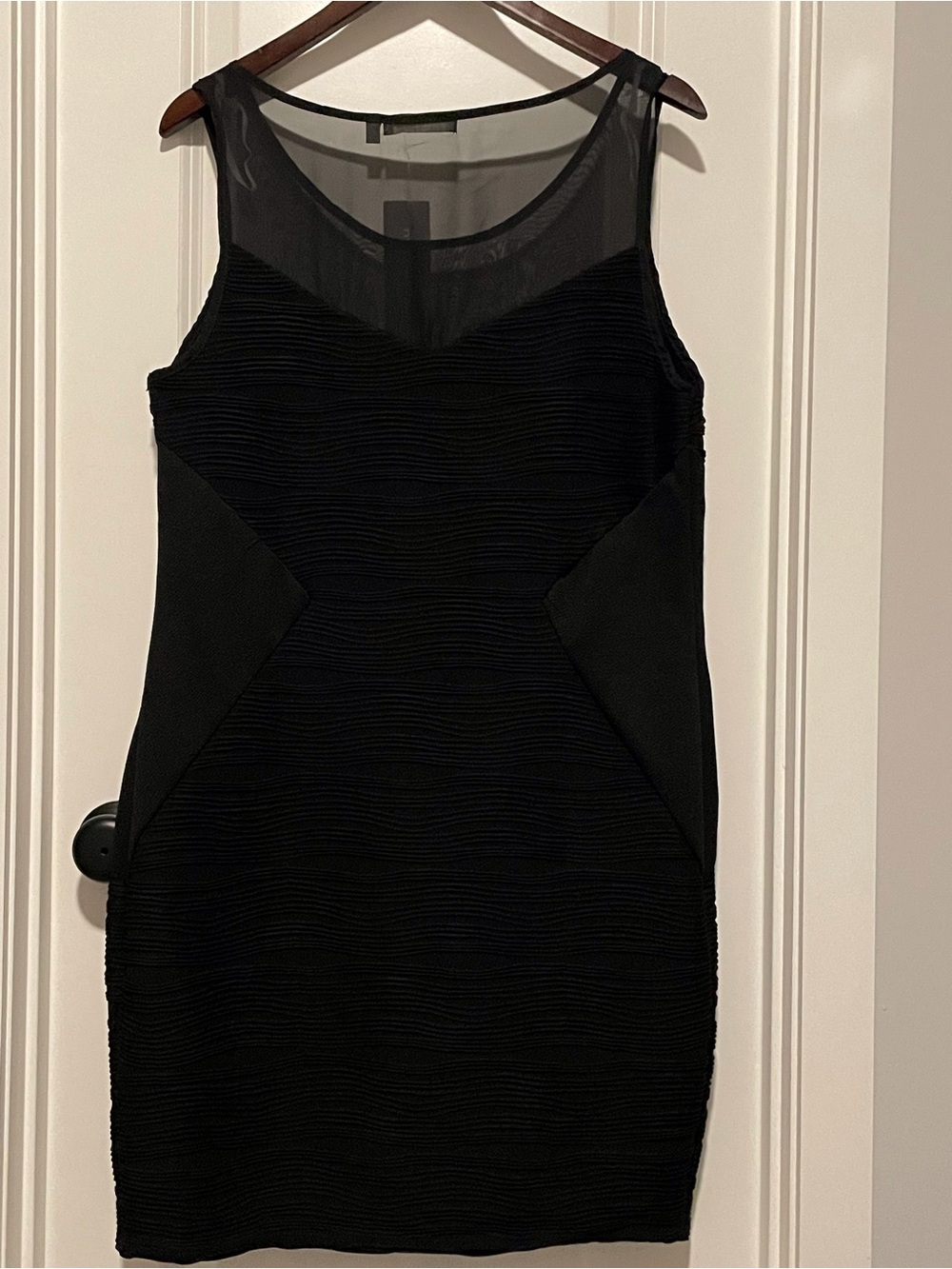 NY Collection Black Sheer Yoke Mini Dress
